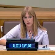 Alicia Taylor, who is a student at Durham University, spoke at the UN about her experience after the Manchester bombing. Picture: UN
