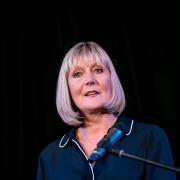 Joy Allen speaking in Darlington in 2022.