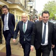 Boris Johnson, centre, flanked by senior North East Tories Simon Clarke and Ben Houchen, who have today backed him to become the next Prime Minister.
