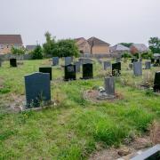 The unkempt graveyard at Holy Trinity Church Wingate.