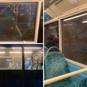 A bus service through Darlington as forced to make an extra stop on its journey this week when flying debris smashed one of the side windows.