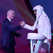 FIFA president Gianni Infantino and Qatar Emir Tamim bin Hamad Al Thani