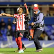 Amad Diallo celebrates after the final whistle at Birmingham - the forward is on loan at Sunderland from Manchester United