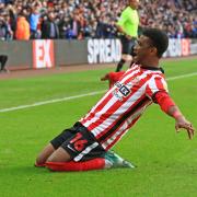 Amad Diallo celebrates after opening the scoring in Sunderland's 3-0 win over Millwall at the Stadium of Light
