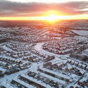 Sunrise at Consett this morning as areas of County Durham woke up to snowy scenes.