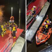 A North Yorkshire lifeboat crew was launched on Christmas Day yesterday for the first time in living memory after an emergency flare was set off.
