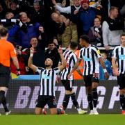 Joelinton celebrates after scoring Newcastle's second goal in their 2-0 win over Leicester