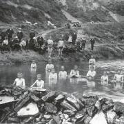 Swimmers at Flaggy Dam, near Cockfield