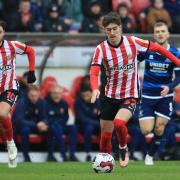 Trai Hume dribbles forward during Sunderland's win over Middlesbrough