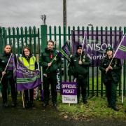 Striking ambulance staff in Coulby Newham, Middlesbrough on Monday (January 23).
