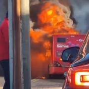 Emergency services rushed to meet a bus service after the vehicle burst into flames on Monday (January 30) morning.