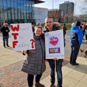 As teachers take part in strike action today around the country, many gathered in a Teesside town centre to protest for better conditions and wages Credit: MICHAEL ROBINSON