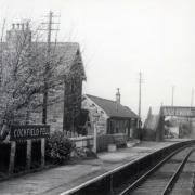 A 1950s picture of Cockfield Fell station taking from a train and showing the footbridge in its original position. Picture courtesy of NELPG and the WB Greenfield Collection