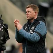 Eddie Howe applauds the home fans in the wake of Newcastle United's defeat to Liverpool