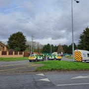 Police cars in St Mellons following the fatal crash.