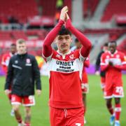 Ryan Giles applauds the fans in the wake of Middlesbrough's weekend win over Reading