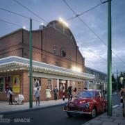 Artist impression produced by Space Architects of the exterior of The Grand cinema, which is being recreated in Beamish Museum's 1950s Town