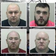 Four football hooligans involved in a pre-match brawl outside a pub have been banned from every stadium in the UK. Top (L-R) Ryan Walton, 32, Thomas Jennison, 21. Bottom (L-R) Liam Webster, 39, Andrew Ferrell, 38.