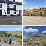 Pubs for sale clockwise: The Black Bull, Battlesteads Hotel and Restaurant, The Boatside Inn, The Carts Bog Inn