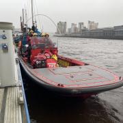 TWFRS fire boat pictured on the River Tyne.
