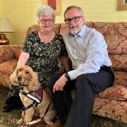 Martin and Janice Peagam with Inca, the Hearing Dog