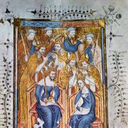 King Richard II and Anne of Bohemia, his Queen, being crowned in 1377. This drawing is believed to have come from the Coronation Order of Service, the Liber Regalis, drawn up for Queen Anne's coronation in 1382