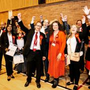 Labour's Darlington group celebrating their victory over the Tories on Friday (May 5)