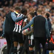 Joe Willock is helped from the field during Newcastle United's win over Brighton