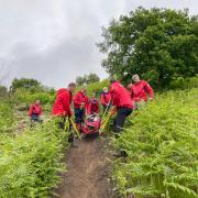 Cleveland Mountain Rescue Team 'part-carried, part-sledged' the injured woman down Eston Hills.