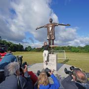 Former England footballer Jill Scott is unveiled as the new captain for Sky's hit show A League Of Their Own, at the Angel of the North statue in Gateshead.