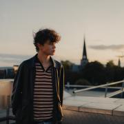 Singer Tom A Smith on the roof of Darlington Hippodrome.
