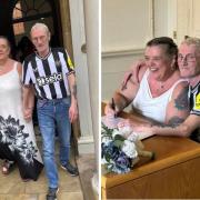 When couple Kim and Billy walked down the aisle last week, the groom was sporting his NUFC black and white top and a pair of jeans, as opposed to a suit