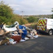 Waste fly-tipped on Harperley Lane by Brown.