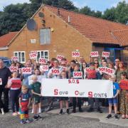 A protest was held on Saturday (September 3) outside Newton Aycliffe Scout Centre on Bluebell Way against the removal of the 1st Newton Aycliffe Scouts from ther purpose-built building Credit: SAVE OUR SCOUTS