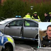 PC Paul Jackson (inset) fought back tears as he said he had no vendetta against a teen killed in a police chase when he was driving.