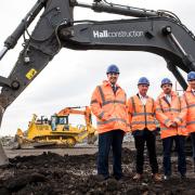 From left, Ben Houchen, Martin Corney and Matt Johnson of Teesworks and Andy Lane of bp, Hydrogen and CCUS UK.