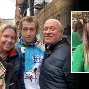 Sophie Hall (left and inset) tragically ended her own life on June 26. Now her family, (L-R) mum Lindsey, brother Cameron and dad Charles are taking her place in a 10k she planned to run for men's mental health.