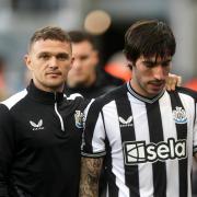 Sandro Tonali leaves the pitch with Kieran Trippier after Newcastle's 4-0 win over Crystal Palace