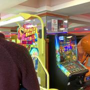 Ben in an amusement arcade in Seaton Carew, where his gambling addiction began