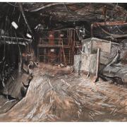 Len Tabner, Shaft bottom, 1983, charcoal and Conté pastel on rag based paper. © Len Tabner. All rights reserved, DACS 2023