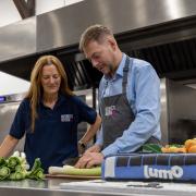 Lumo MD Martijn Gilbert and Maggie Pavlou, Trustee of People's Kitchen.
