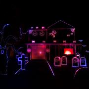 The Stonebanks in Hunwick, County Durham have transformed their home into a spooky Halloween light show.