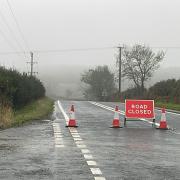 The road block at the A68 following the crash.