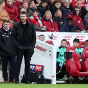 Michael Carrick watches his Middlesbrough side in their 2-0 defeat to Stoke