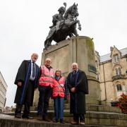 Alan Ribchester, left, and Eric Bulmer, right, of Durham Freemen Charitable Trust, with Geoff Thistlethwaite, centre left,  and Heather Watson, of Durham City Pointers