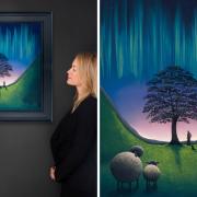 Lucy Pittaway and her Sycamore Gap painting.