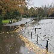 Saltwell Park in Gateshead flooded