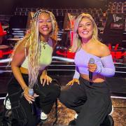 (Left to right) Jen Wheatman and Liv Irvin on the set of ITV's The Voice.