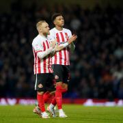 Alex Pritchard and Mason Burstow applaud the Sunderland fans in the wake of yesterday's 2-1 defeat at Ipswich