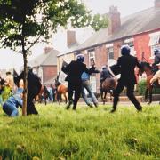 Still from ‘The Battle of Orgreave’, Mike Figgis' film of Jeremy Deller's re-enactment of a violent confrontation between police and miners during the 1984 Miners' Strike